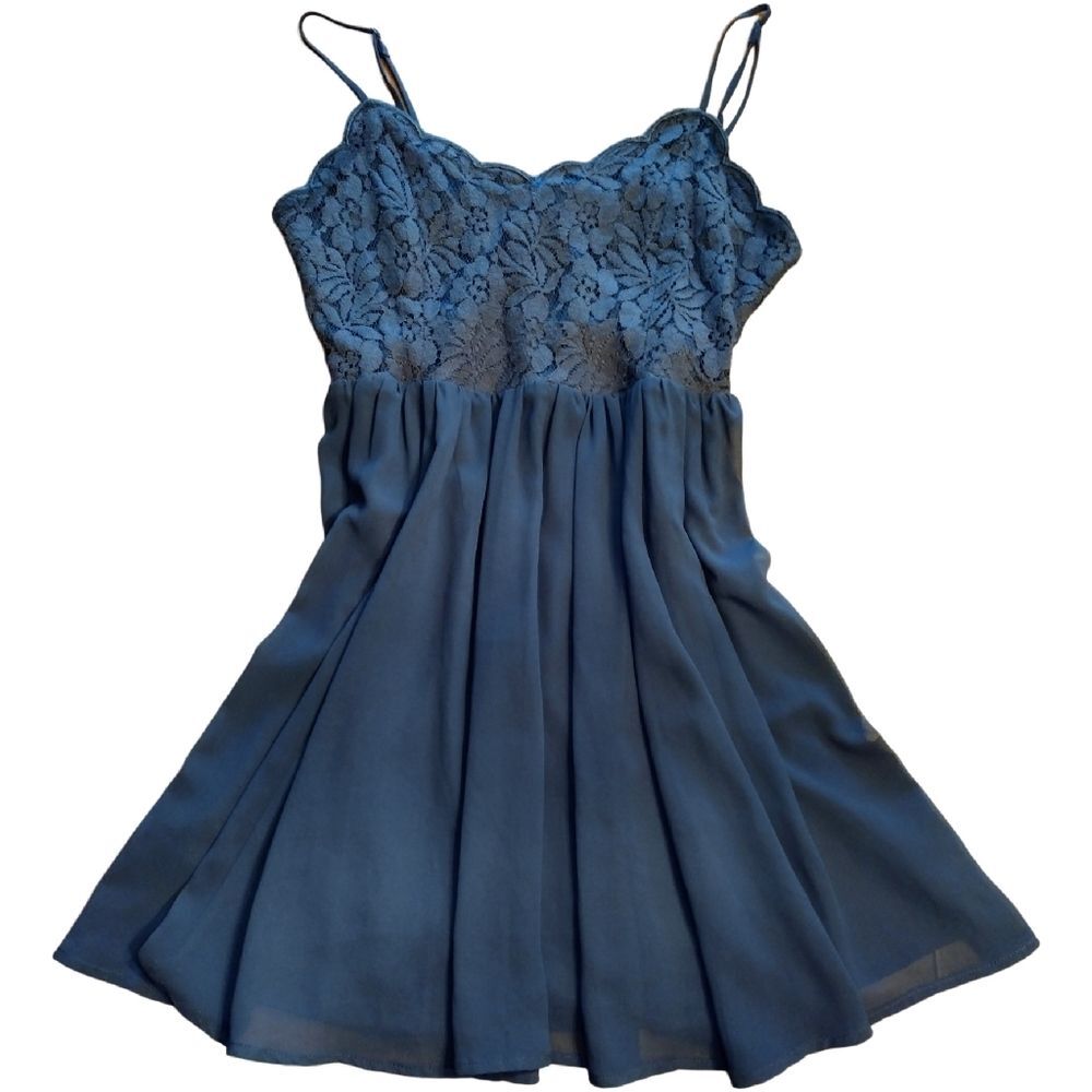 Altar'd State Spaghetti Strap Floral Lace Dress, Size Medium, Navy